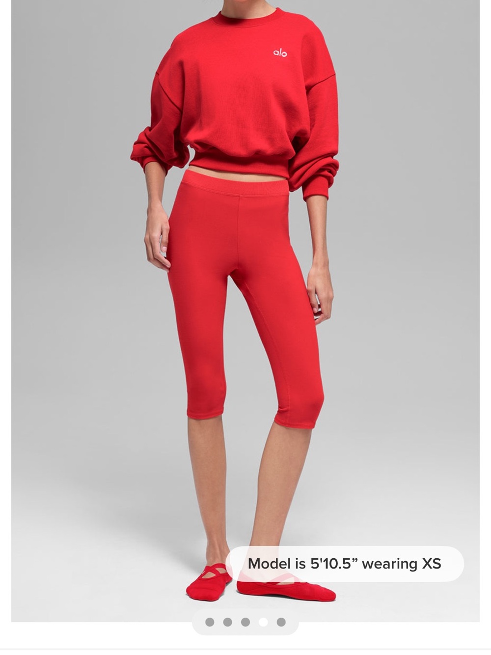ALO Yoga Red Cropped Crew Sweatshirt - Picture 2 of 3